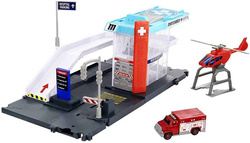 MATCHBOX ACTION DRIVERS SZPITAL HELIKOPTER RATUNKOWY AMBULANS KARETKA AUTO
