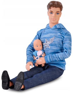 LALKA NATALIA RODZICE Z DZIDZIUSIEM KEN KARMIENIE