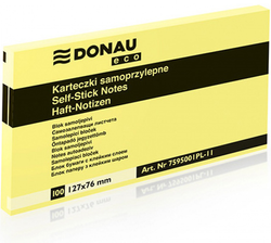 KARTECZKI SAMOPRZYLEPNE BLOCZEK KOSTKA 127x76 mm DONAU ŻÓŁTE 100 KARTECZEK