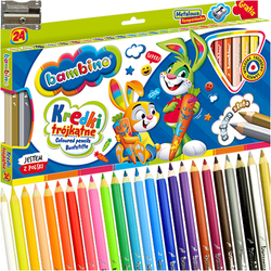 KREDKI BAMBINO GRUBE JUMBO TRÓJKĄTNE W DREWNIE 24 KOLORY TEMPERÓWKA