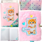 PAMIĘTNIK Z KŁÓDKĄ 3D WŁOCHACZ PLUSZOWY NOTES A5 96 K KOTEK PASTEL KITTY