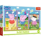 PUZZLE 3x50 ŚWINKA PEPPA SIŁA PRZYJAŹNI GEORGE UKŁADANKA 34877 TREFL
