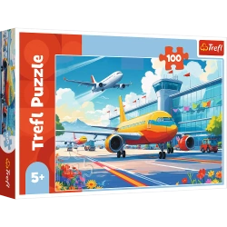 PUZZLE 100 EL. KRÓL PRZESTWORZY SAMOLOT LOTNISKO UKŁADANKA TREFL 16491