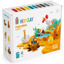 HEY CLAY MASA PLASTYCZNA KREATYWNA 15 PUSZEK APLIKACJA PTAKI Z FARMY