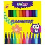 FLAMASTRY PISAKI MAZAKI SZKOLNE ZMYWALNE SPIERALNE STRIGO 12 KOLORÓW