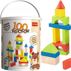 KLOCKI DREWNIANE W WIADERKU KSZTAŁTY FIGURY GEOMETRYCZNE 100 sztuk TREFL