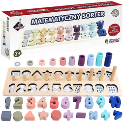 SORTER MATEMATYCZNY DREWNIANY EDUKACYJNY NAUKA LICZENIA CYFERKI ASKATO