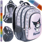 PLECAK SZKOLNY 4KOMOROWY DŁUGOPIS ŚCIERALNY 2w1 MAJEWSKI KRÓLIK PINK KUROMI