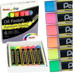 PASTELE OLEJNE FLUORESCENCYJNE PENTEL ARTS KREDKI 6 KOLORÓW ARTYSTYCZNE