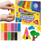 PLASTELINA PROSTOKĄTNA XXL 12 INTENSYWNYCH KOLORÓW ELASTYCZNA ASTRA