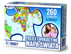 PUZZLE EDUKACYJNE MAPA ŚWIATA 260 EL 60X40 GŁOWALA