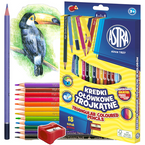 KREDKI OŁÓWKOWE ASTRA SZKOLNE TRÓJKĄTNE 18 KOLORÓW + TEMPERÓWKA