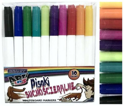 MARKERY MAZAKI GRANIT SUCHOŚCIERALNE 10 KOLORÓW DO BIAŁYCH TABLIC Z GĄBKĄ