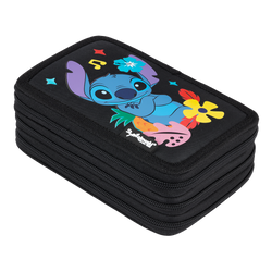 PIÓRNIK SZKOLNY Z WYPOSAŻENIEM POTRÓJNY ST.MAJEWSKI STITCH BLACK ALOHA