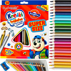 BAMBINO KREDKI OŁÓWKOWE TRÓJKĄTNE ERGONOMICZNE 24 KOLORY GRUBY GRAFIT