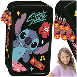 PIÓRNIK SZKOLNY Z WYPOSAŻENIEM POTRÓJNY ST.MAJEWSKI STITCH BLACK ALOHA