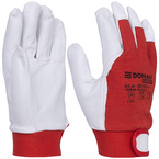 RĘKAWICE ROBOCZE DONAU LICOWA SKÓRA KOZIA RZEP ROZMIAR 9/L BIAŁO-CZERWONE