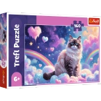 PUZZLE 160 EL. DOMOWY KOTEK TĘCZA CHMURKI SERDUSZKA UKŁADANKA TREFL 13327