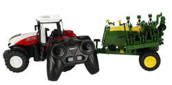 TRAKTOR ZDALNIE STEROWANY Z SIEWNIKIEM FARMA R/C NA PILOTA ŚWIATŁA