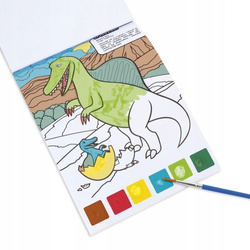 KOLOROWANKA MALOWANKA Z FARBKAMI I PĘDZELKIEM DINOZAURY 10 ARKUSZY A5 KIDEA