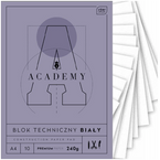 BLOK TECHNICZNY BIAŁY A4 GRUBY 10 KARTEK 240g ACADEMY PREMIUM INTERDRUK