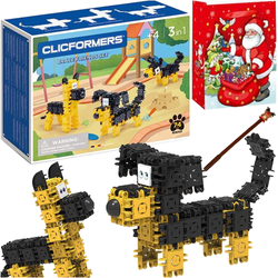 KLOCKI CLICFORMERS 74 el PIESEK EDUKACYJNE 3w1 TOREBKA DŁUGOPIS ŚWIĄTECZNY