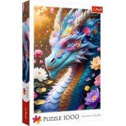 PUZZLE 1000 ELEMENTÓW KOLOROWY SMOK WŚRÓD KWIATOW UKŁADANKA TREFL 10953