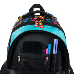 PLECAK SZKOLNY 4-KOMOROWY Z POMPONAMI ST.MAJEWSKI BPL-58 STITCH ALOHA