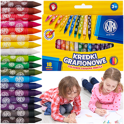 KREDKI Z GLINKI KAOLINOWEJ GRAFIONOWE SZKOLNE 18 KOLORÓW WYRAZISTE ASTRA