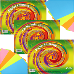ZESZYT PAPIERÓW KOLOROWYCH Z POŁYSKIEM KRESKA FORMAT A5 10  kartek - 3 szt.