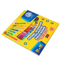 KREDKI OŁÓWKOWE ASTRA TRÓJKĄTNE DWUSTRONNE Z TEMPERÓWKĄ 24/48 ŻYWYCH KOL.