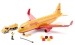 SAMOLOT TRANSPORTOWY DHL Z AKCESORIAMI AUTKA FIGURKA BAGAŻE SIKU 1702