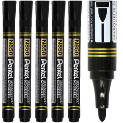 MARKER PISAK FLAMASTER PERMANENTNY OKRĄGŁY PENTEL N850 CZARNY - 5 szt.