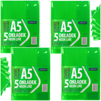OKŁADKA NA ZESZYT A5 NEON PVC TRANSPARENTNA TRWAŁA ZIELONA ASTRA - 20 sztuk