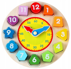 DREWNIANY ZEGAR EDUKACYJNY NAUKA GODZIN SORTER POMYSŁOWY SKRZAT ASKATO