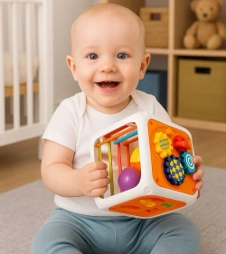 SZNURECZKOWY SORTER KSZTAŁTÓW KOSTKA SENSORYCZNA ROZWIJAJĄCA MOTORKĘ DUMEL