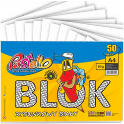 BLOK RYSUNKOWY A4 BIAŁY 50 KARTEK 80g SZKOLNY NA PLASTYKĘ PASTELLO