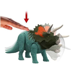JURASSIC WORLD TRICERATOPS RUCHOMA FIGURKA MATTEL DOMINION DŹWIĘK