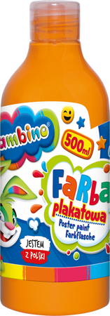 FARBA PLAKATOWA SZKOLNA BAMBINO 500 ml W BUTELCE MAJEWSKI POMARAŃCZOWA