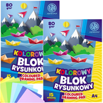 BLOK RYSUNKOWY KOLOROWY A4 ASTRA 15 KARTEK 80g SZKOLNY PLASTYKA - 2 szt.