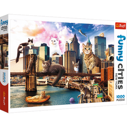 PUZZLE 1000 FUNNY CITIES KOTY W NOWYM JORKU UKŁADANKA TREFL 10595