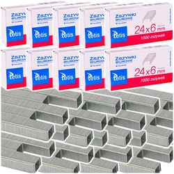 ZSZYWKI BIUROWE TETIS STALOWE SREBRNE BIUROWE 24/6 mocne - 10 000 SZTUK