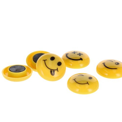 MAGNESY EMOTKI EMOTIKONY BUŹKI ŻÓŁTE NA LODÓWKĘ DO TABLIC 30 mm 6 sztuk