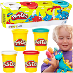 PLAY-DOH CIASTOLINA 4 TUBY UZUPEŁNIAJĄCE 448g SŁOICZKI HASBRO MASA DINOZAUR