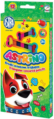 KREDKI OŁÓWKOWE TRÓJKĄTNE ASTRINO 12 INTENSYWNYCH KOLORÓW ASTRA