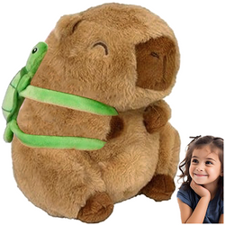 KAPIBARA PLUSZAK MASKOTKA PRZYTULANKA Z PLECAKIEM ŻÓŁW 22 cm BRĄZOWA JASNA