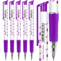 DŁUGOPIS AUTOMATYCZNY S-FINE W GWIAZDKI FIOLETOWY TOMA SUNNY - 5 sztuk