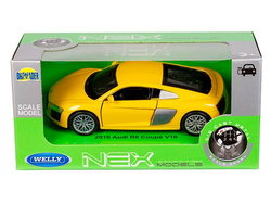 AUDI R8 COUPE V10 2016 ŻÓŁTY METALOWY SAMOCHÓD KOLEKCJONERSKI WELLY