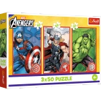 PUZZLE 3x50 MARVEL AVENGERS TWÓJ BOHATER HULK THOR UKŁADANKA 34891 TREFL