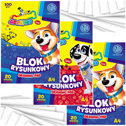 BLOK RYSUNKOWY BIAŁY A4 20 KARTEK 100g SZKOLNY ASTRINO ASTRA - 3 sztuki